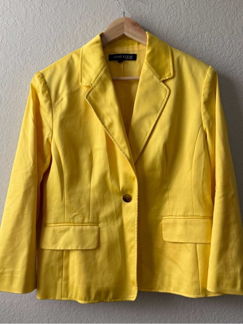 Anne Klein Bright Yellow Single-Button Blazer